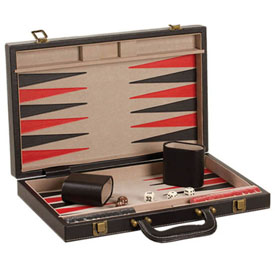 18" Black Leatherette Backgammon Set, 3028L