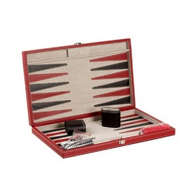18" Black/Red Leatherette Backgammon, 3042L