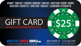 American Gaming Supply Gift Certificate $25.000, AGS-GC25