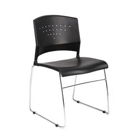 Boss Black Stack Chair With Chrome Frame 4 Pcs Pack, B1400-BK-4