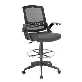 Boss Mesh Drafting Stool w/ Flip Arms, B16223-BK