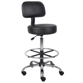 Boss Caressoft Medical/Drafting Stool W/ Back Cushion in Black, B16245-BK Boss Caressoft Medical/Drafting Stool W/ Back Cushion in Black, B16245-BK
