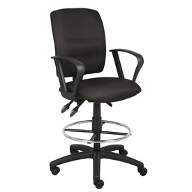 Boss Multi-Function Fabric Drafting Stool W/ Loop Arms, B1637-BK