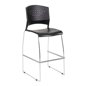 Boss Black Stool With Chrome Frame, B16400-BK-2