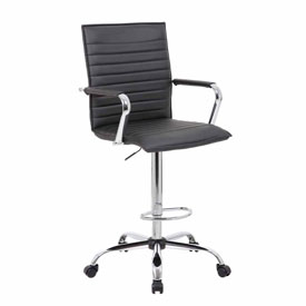 Boss Vinyl Ribbed Drafting Stool - Black, B16533C-BK