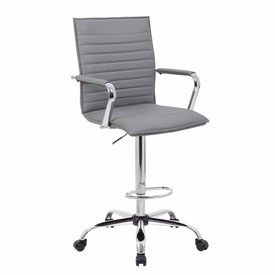 Boss Vinyl Ribbed Drafting Stool - Gray, B16533C-GY