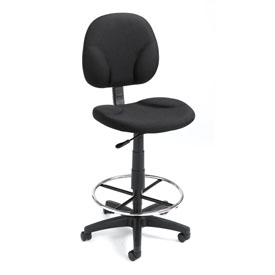 Boss Black Fabric Drafting Stools W/Footring, B1690-BK