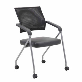Boss Black Mesh Training Chair With Pewter Frame,2 In A Box, B1806P-BK-2 Boss Black Mesh Training Chair With Pewter Frame,2 In A Box, B1806P-BK-2