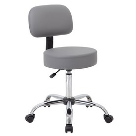 Boss Grey Caressoft Medical Stool W/ Back Cushion, B245-GY Boss Grey Caressoft Medical Stool W/ Back Cushion, B245-GY