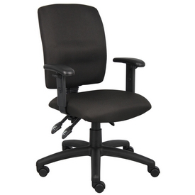 Boss Multi-Function Fabric Task Chair W/ Adjustable Arms, B3036-BK