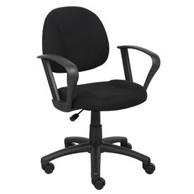 Boss Black Deluxe Posture Chair W/ Loop Arms, B317-BK