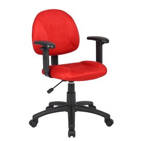 Boss Red Microfiber Deluxe Posture Chair W/ Adjustable Arms., B326-RD