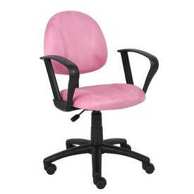 Boss Pink Microfiber Deluxe Posture Chair W/ Loop Arms., B327-PK