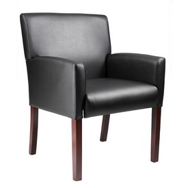 Boss Reception Box Arm Chair W/Mahogany Finish, B629M