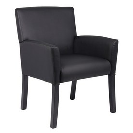 Boss Executive Box Arm Chair W/Mahogany Base, B639-BK