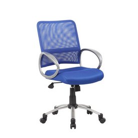 Boss Mesh Back W/ Pewter Finish Task Chair in Blue, B6416-BE