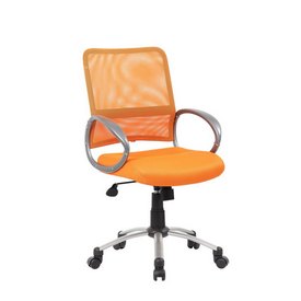 Boss Mesh Back W/ Pewter Finish Task Chair in Orange, B6416-OR