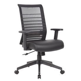 Boss Horizontal Mesh Back + Antimicrobial Seat Task Chair, B6566AM-BK
