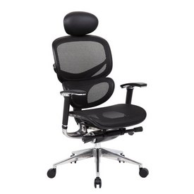 Boss Multi-Function Mesh Chair W/ Head Rest, B6888-BK-HR