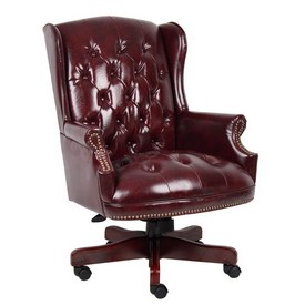 Boss Wingback Traditional Chair In Burgundy, B800-BY