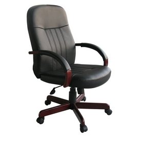 Boss LeatherPlus Exec. Chair W/ Mahogany Finish, B8376-M