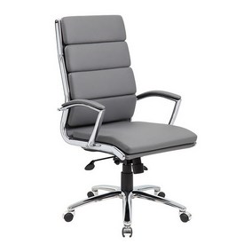 Boss Executive CaressoftPlus Chair with Metal Chrome Finish in Grey, B9471-GY