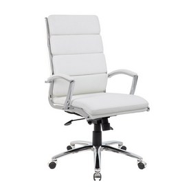 Boss Executive CaressoftPlus Chair with Metal Chrome Finish in White, B9471-WT
