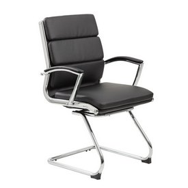 Boss Executive CaressoftPlus Chair with Metal Chrome Finish - Guest Chair in Black, B9479-BK