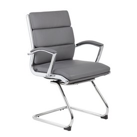 Boss Executive CaressoftPlus Chair with Metal Chrome Finish - Guest Chair in Grey, B9479-GY