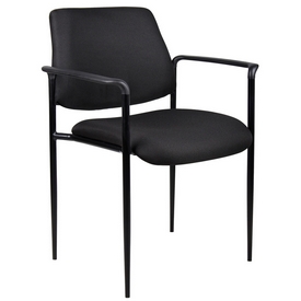 Boss Square Back Diamond Stacking Chair W/Arm In Black, B9503-BK