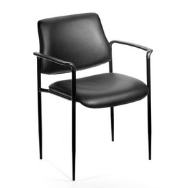 Boss Square Back Diamond Stacking Chair W/Arm In Black Caressoft, B9503-CS