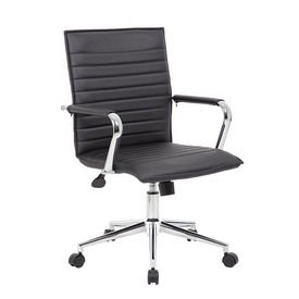 Boss Black Vinyl Hospitality Chair, B9533C-BK