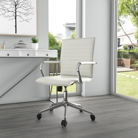 Boss White Vinyl Hospitality Chair, B9533C-WT