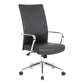 Boss Executive Woven Textured Chair with Metal Chrome Finish, B9661-BKW