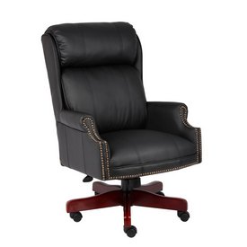 Boss Traditional High Back CaressoftPlus Chair W/Mahogany Base, B980-CP