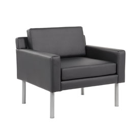 Boss Black Antimicrobial Vinyl Lounge Chair, BR8001AM-BK