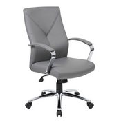 Boss LeatherPlus Executive Chair in Grey, B10101-GY