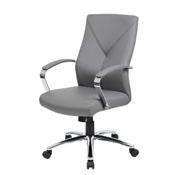 Boss LeatherPlus Executive Chair in Grey, B10101-GY