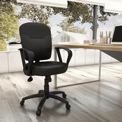 Black Leatherplus Task Chair With Loop Arms - B1562, B1562