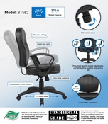 Black Leatherplus Task Chair With Loop Arms - B1562, B1562