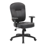 Boss Black Leather Task Chair W/ Adjustable Arms, B1563