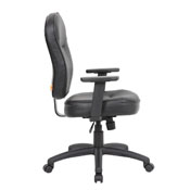 Boss Black Leather Task Chair W/ Adjustable Arms, B1563