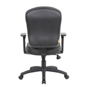 Boss Black Leather Task Chair W/ Adjustable Arms, B1563