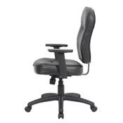 Boss Black Leather Task Chair W/ Adjustable Arms, B1563