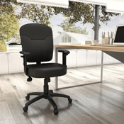 Boss Black Leather Task Chair W/ Adjustable Arms, B1563