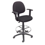 Boss Drafting Stool (B315-Bk) W/Footring And Adjustable Arms, B1616-BK