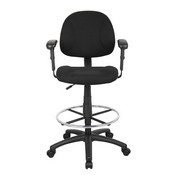 Boss Drafting Stool (B315-Bk) W/Footring And Adjustable Arms, B1616-BK