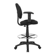 Boss Drafting Stool (B315-Bk) W/Footring And Adjustable Arms, B1616-BK