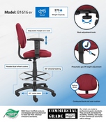 Boss Drafting Stool (B315-By) W/Footring And Adjustable Arms, B1616-BY