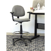 Boss Drafting Stool (B315-Gy) W/Footring And Adjustable Arms, B1616-GY